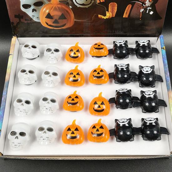 Halloween LED Rings, Light Up Finger Rings Toy for Kids Adults, Spooky Pumpkin Ghost Eyeball Luminous Rings for Party Favors Treats Goodie Bag Filler
