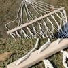 Single-User Heavy-Duty Nylon Mesh Hammock Portable Breathable Swing Bed with Hanging Ropes for Camping Beach Outdoor Use