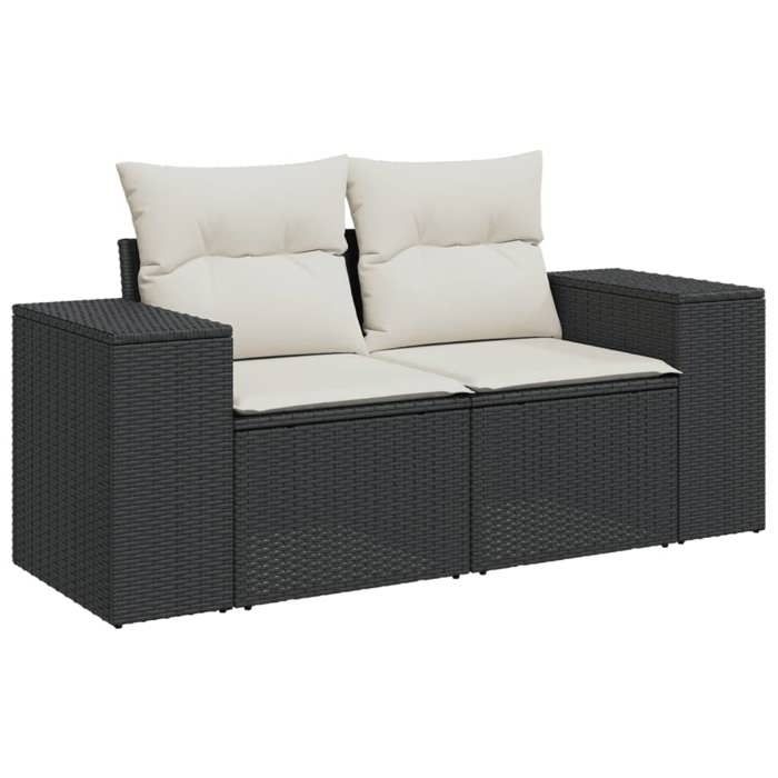 VidaXL Salon de Jardin avec Coussins 7 pcs, Canapés de Terrasse, Ensemble de Meubles de Patio, Mobilier d'Extérieur, Noir 3222315