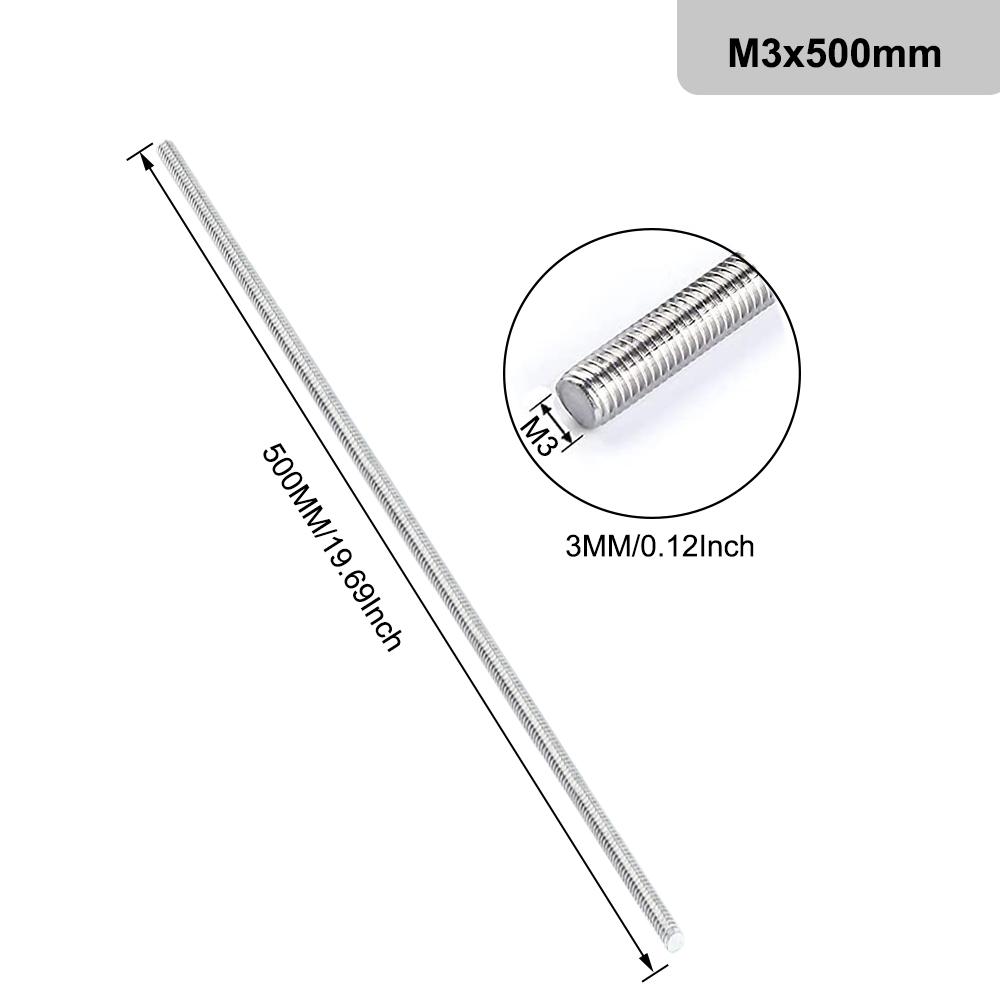 1PCS Threaded Rod 304 Stainless Steel Screw M2 M2.5 M3 M4 M5 M6 M8 M10 M12 M16 M18 M20