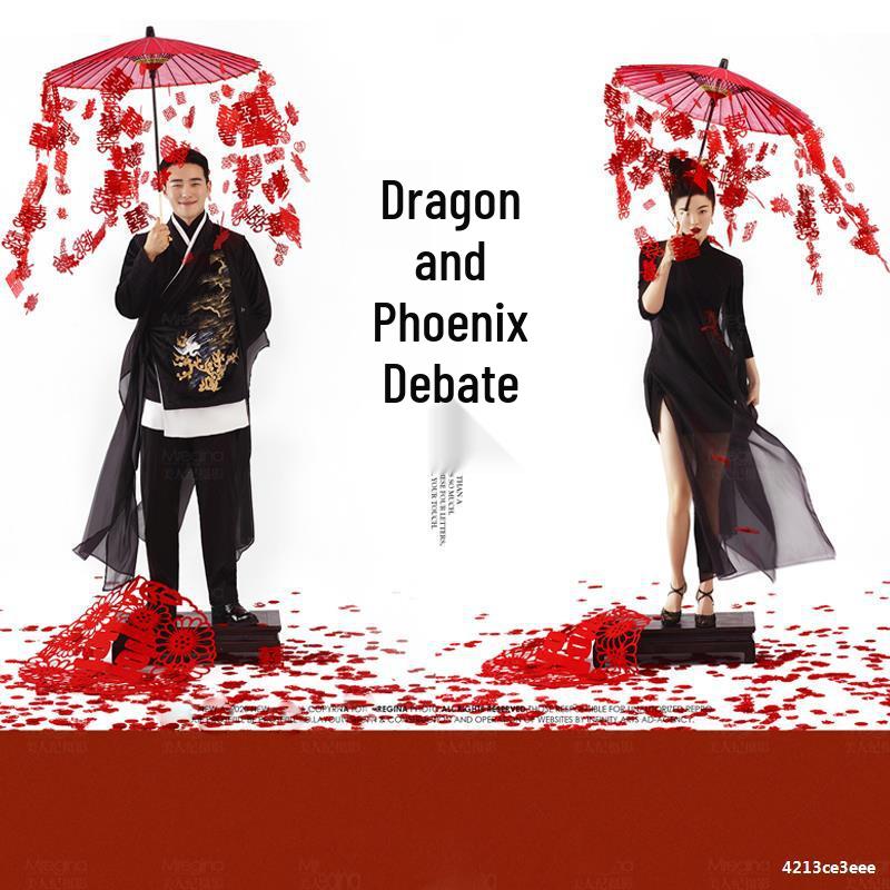 Retro Silk Tassel Xi Character Hanfu Red Flower Umbrella - Guochao Wedding Dress Photo Prop