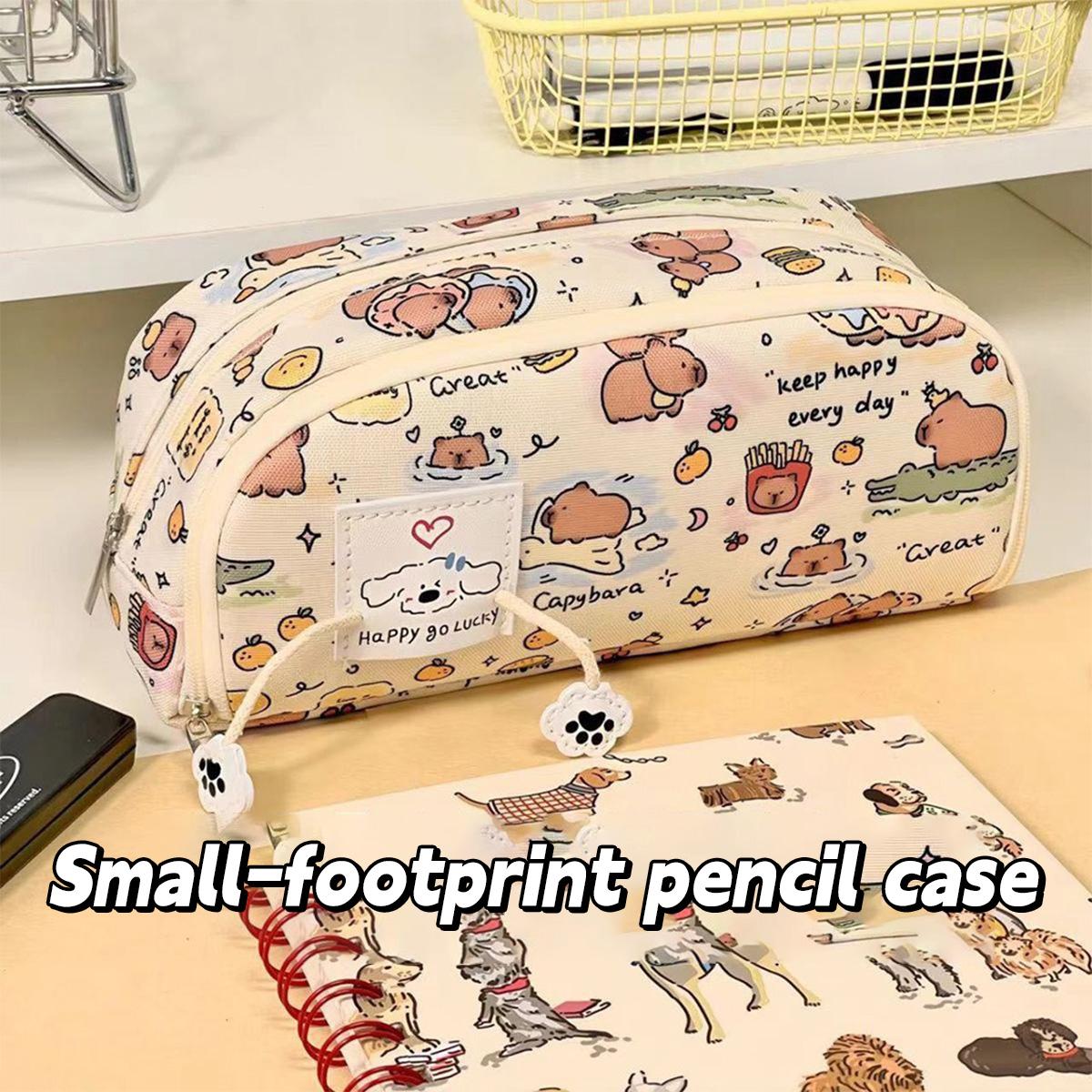 

Capybara Cartoon Print Pencil Case Multi-functional INS Flip Over Pen Bag for Student Large Capacity Stationery Storage Pouch