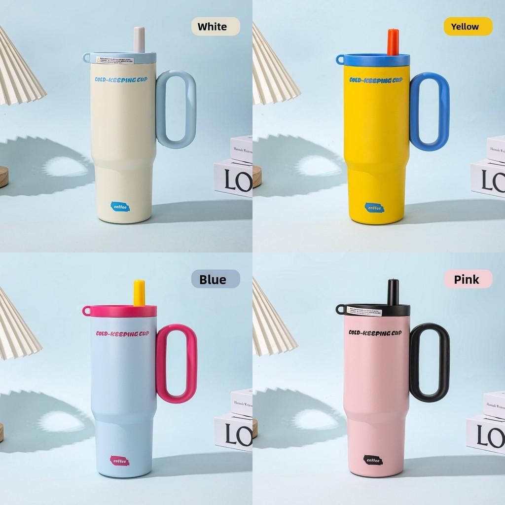 Buchstabe Modernes Design Isolierter Reisebecher mit Deckel und Strohhalm für Draußen Büro