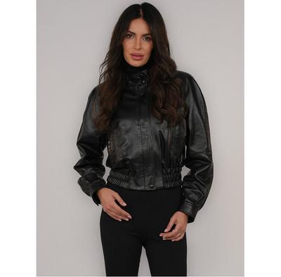 FAN LEATHER Bomber Jacket