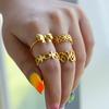 Vintage Stainless Steel Flower Rings for Women Gold Color Wedding Party Fashion Jewelry Anti Fading Accessories Birthday Gifts
