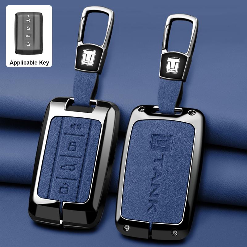 Zinc Alloy leather Car Key Case Cover Shell Fob for GWM Tank 300 500 Protective Remote Key Bag Keychain Car Interior Accessories