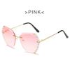 Classic Vintage Fashion Oversized Rimless Sunglasses for Women Famous Luxurious Brand Design Sexy Diamond Square Shape Sun Eyeglasses For Female