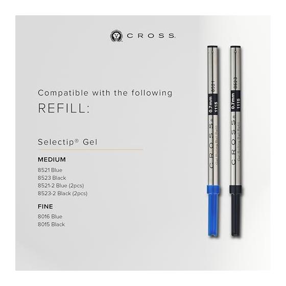 Cross Edge AT0555-7 Refillable Rollerball Pen, Red, Medium Point, Chrome, Slide-Open Type, with Premium Gift Box