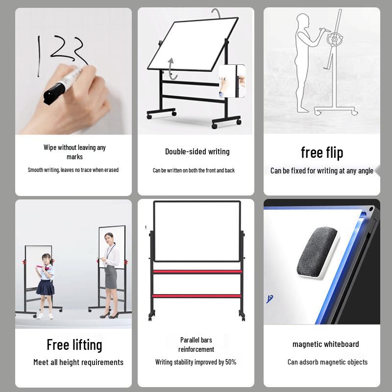 Antuobu Double-Sided Liftable Flip Whiteboard with Stand