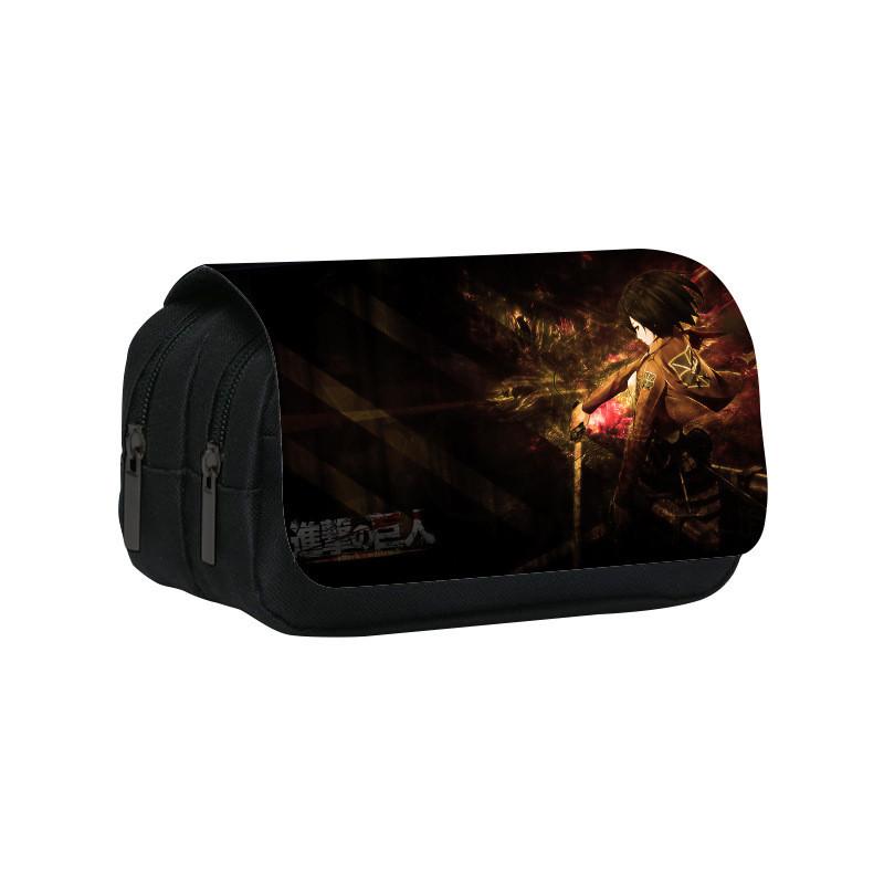 Attack Titan On Anime Pattern Student Double Layer Flip Cover Bag Stationery
