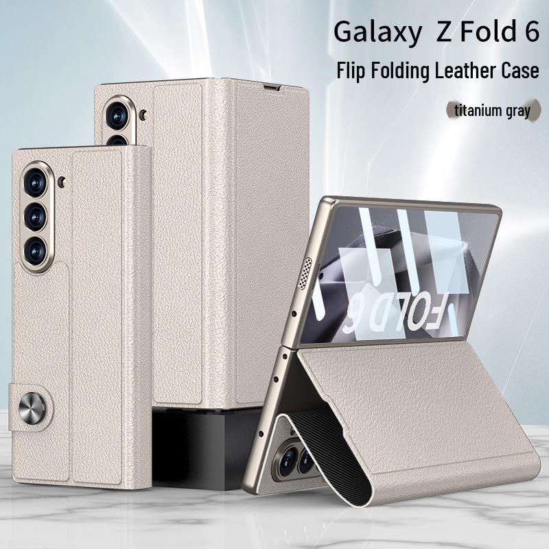 Samsung Z Fold6 Leather Flip Case: Cross-border Creative Business Shell-Screen Integrated Design