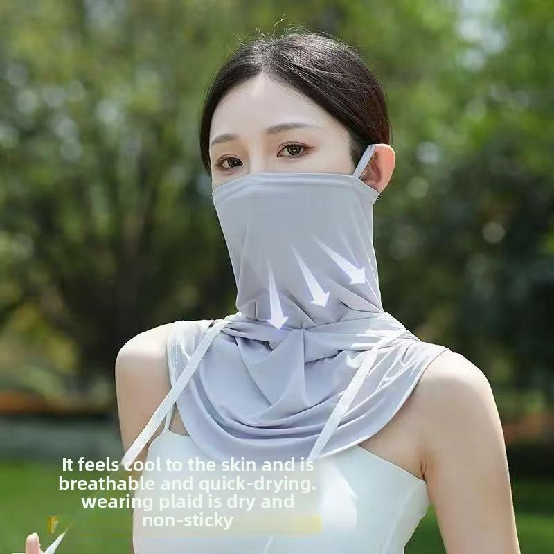 Masque facial unisexe, Chapeau, Protection intégrée du cou, Équipement de cyclisme pour visage entier, Couvre-chef, Écharpe en soie glacée