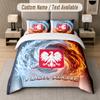 Set de așternuturi cu design Fotbal Polonia Text Personalizat 1 Față de Pilotă & 2 Fețe de Pernă