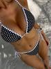 Costume da bagno da donna a pois con borsa a triangolo, Scollo all'americana, Schiena scoperta sexy, Laccetti laterali, Costume da bagno con spacco, Abbigliamento da spiaggia