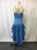 Women's Strapless Denim Bodycon Dress with Retro Layered Skirt