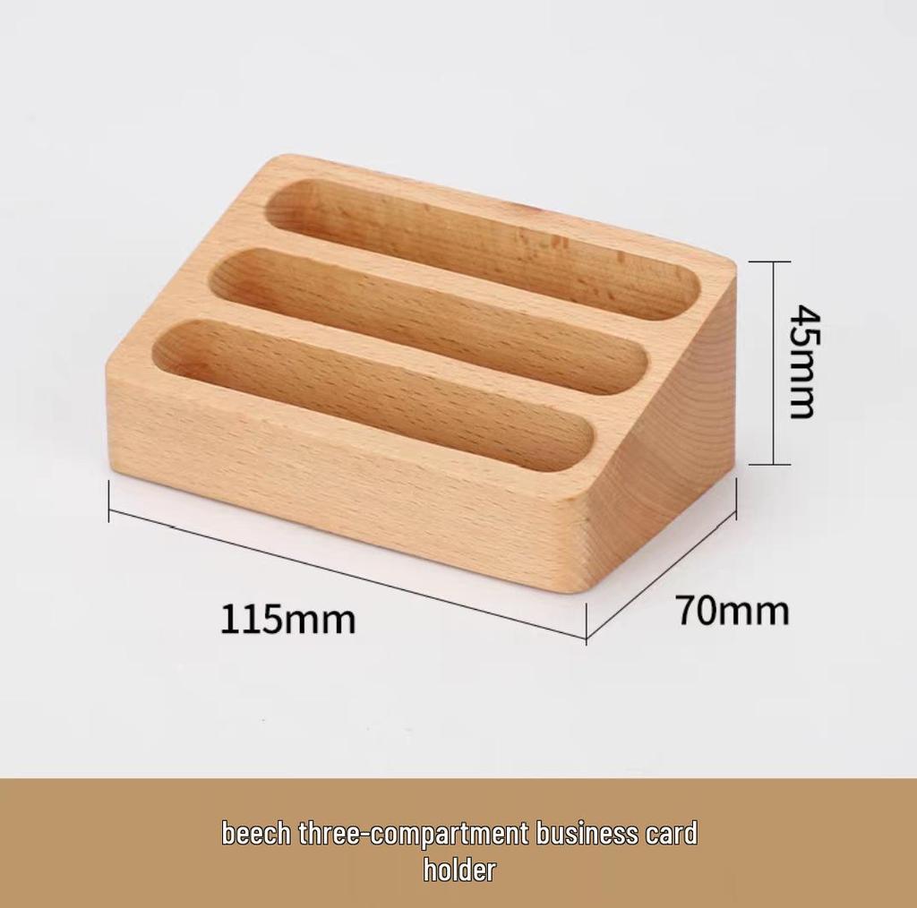 Black Walnut Desktop Business Card Holder – Large Capacity Solid Wood Display