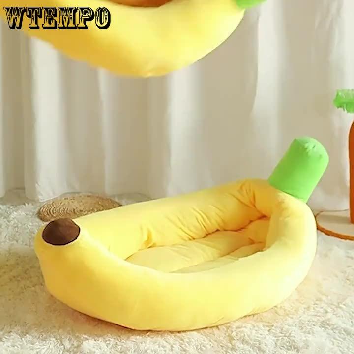 1pc Pet Banana Nest, Detachable And Washable, Warm Plush Dog Cushion Bed, Pet Supplies For Small Medium Dogs And Cats