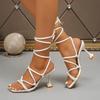 Women Fashion Sandals New Summer Fashion Sexy Cross Strap Square Head Fine High Heel Sandals Large Size Soft Sole Luxury Shoes