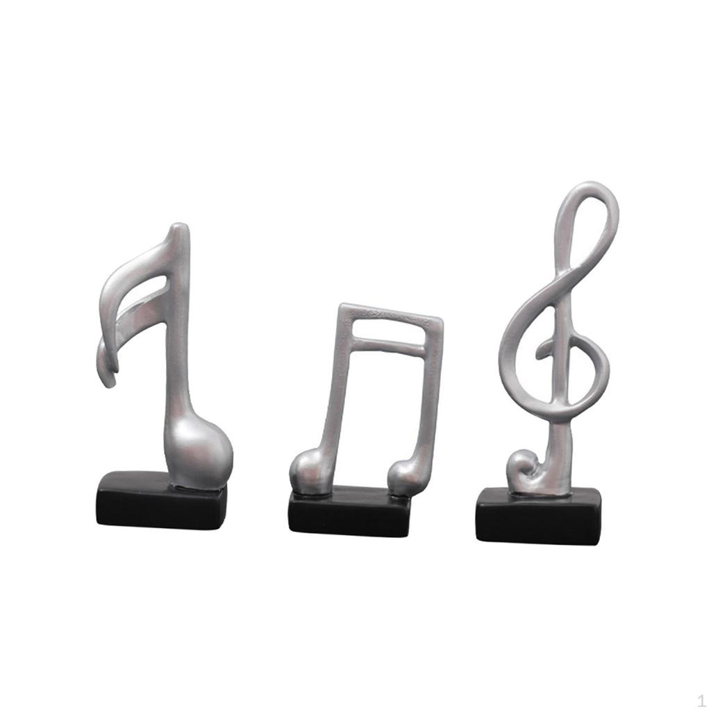 3 Pcs Modern Musical Notes Statues Sculpture Symbol Crafts Resin Figurine Music