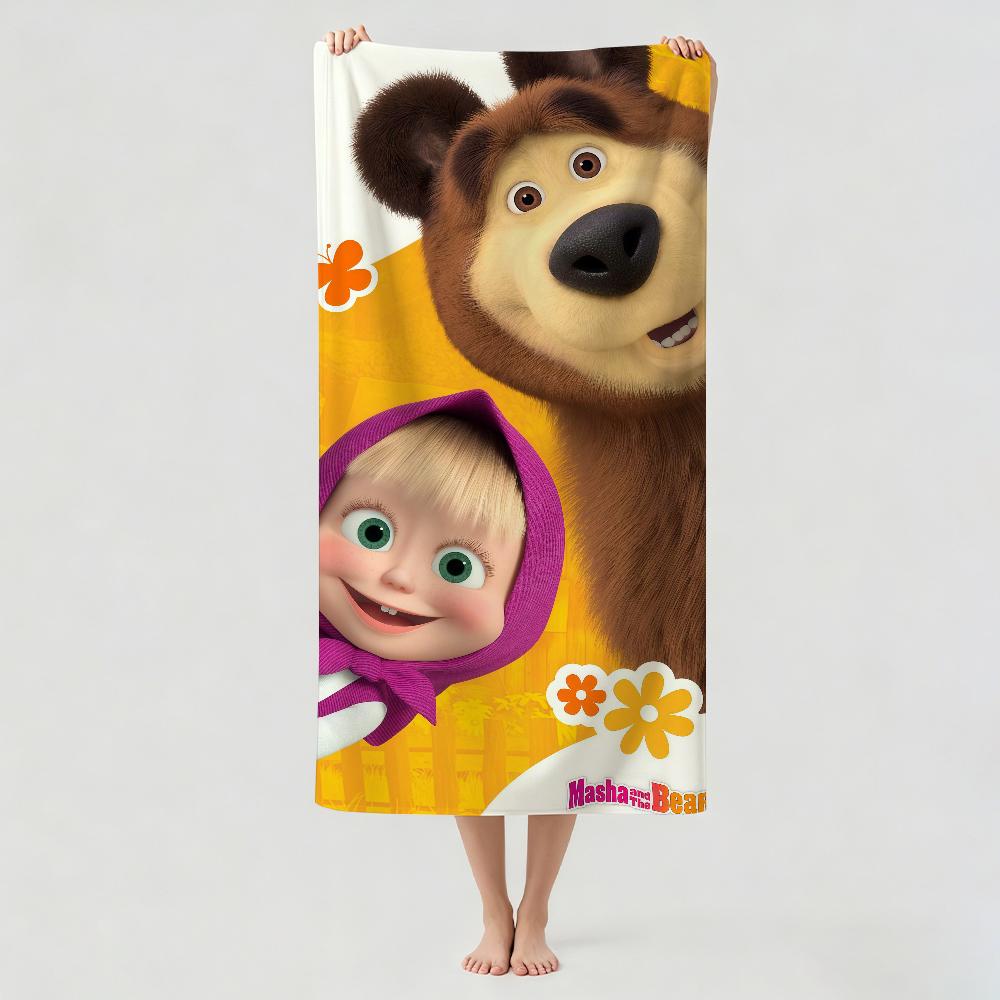 Cartoon m-Masha-and the B-Bear Towel Drying Bath Towel Applicable To Light Swimming Camping Yoga Beach Out