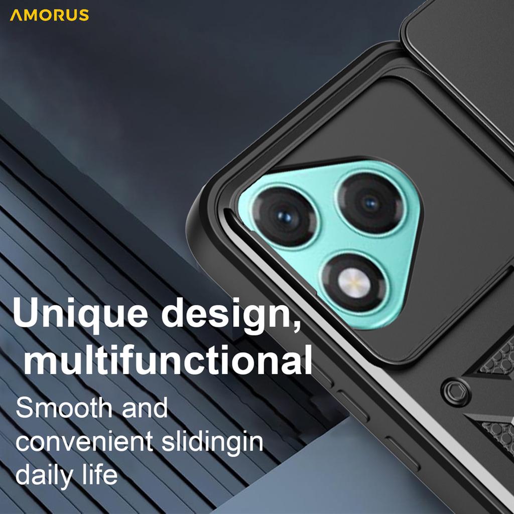 AMORUS For Honor 400 Lite 5G Case Kickstand PC+TPU Phone Cover with Camera Lens Slider