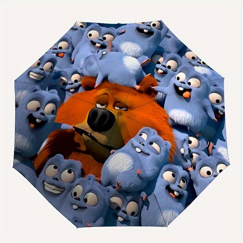 

1pc Grizzy and the Lemmings Automatic Open/close Folding Umbrella, Compact Portable Travel Umbrella, Perfect Gift, Durable Construction yy250813099