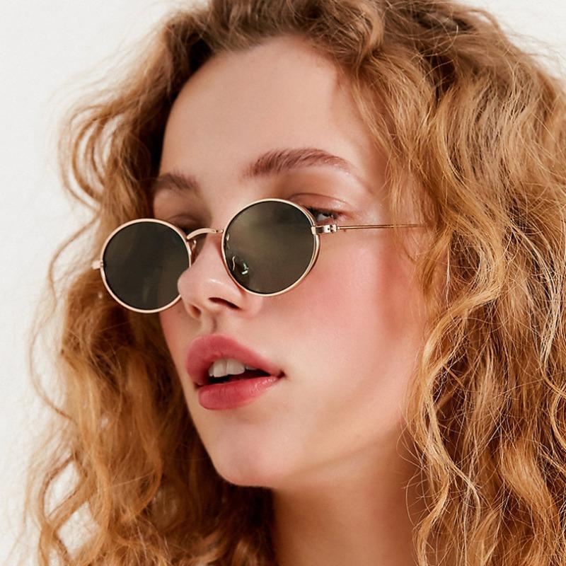 Metal Small Frame Oval Shape Sunglasses Women Brand Designer Fashion Sun Glasses Lady Outdoor Travel Eyewear UV400