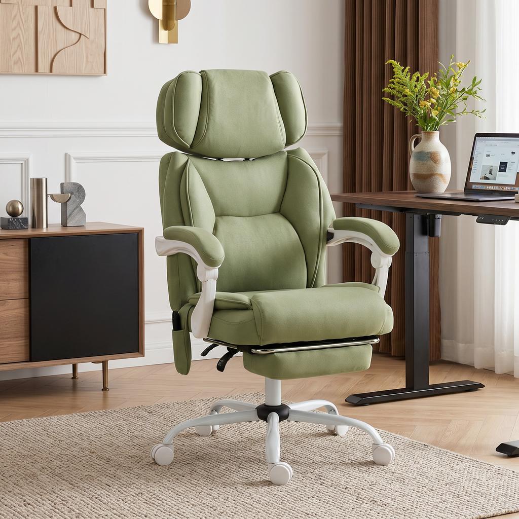 High Back Vibration Massage Office Chair Heated Reclining Computer Chair w/ Adjustable Height, Swivel Wheels, Lime Green