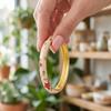 Enamel Floral Chinese Flower Bangle Peony with Leaf Women's Hand Bracelet  Girls