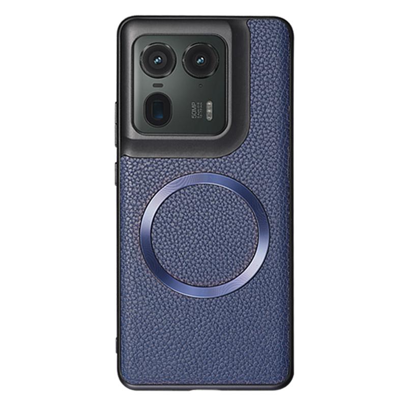 

For Motorola Edge 50 Ultra 5G/Moto X50 Ultra 5G Magnetic Case Litchi Texture PU Leather+TPU Phone Cover Blue