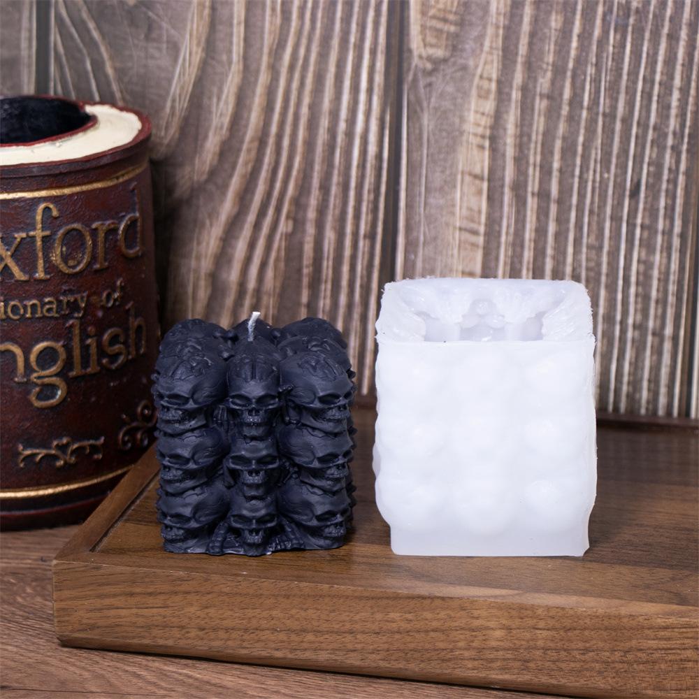 3D Skull Candle Silicone Mold DIY Tombstone Fist Shaped Skeleton Gypsum Resin Mold Halloween Party Atmosphere Decoration