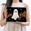 Cartoon Style Storage Case Cosmetic Bag, Halloween Pattern Print Makeup Canvas Travel Toiletry Bag Zipper Pouch, for Change Data Cable High
