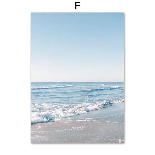Natural Blue and White Flower Beach Crown Wall Art Canvas Painting  Nordic Posters and Prints for Interior Home Decor