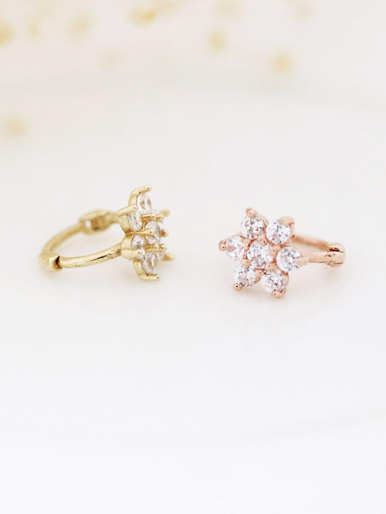 Minimalpiercing 14K Flower Ring Piercing Earrings