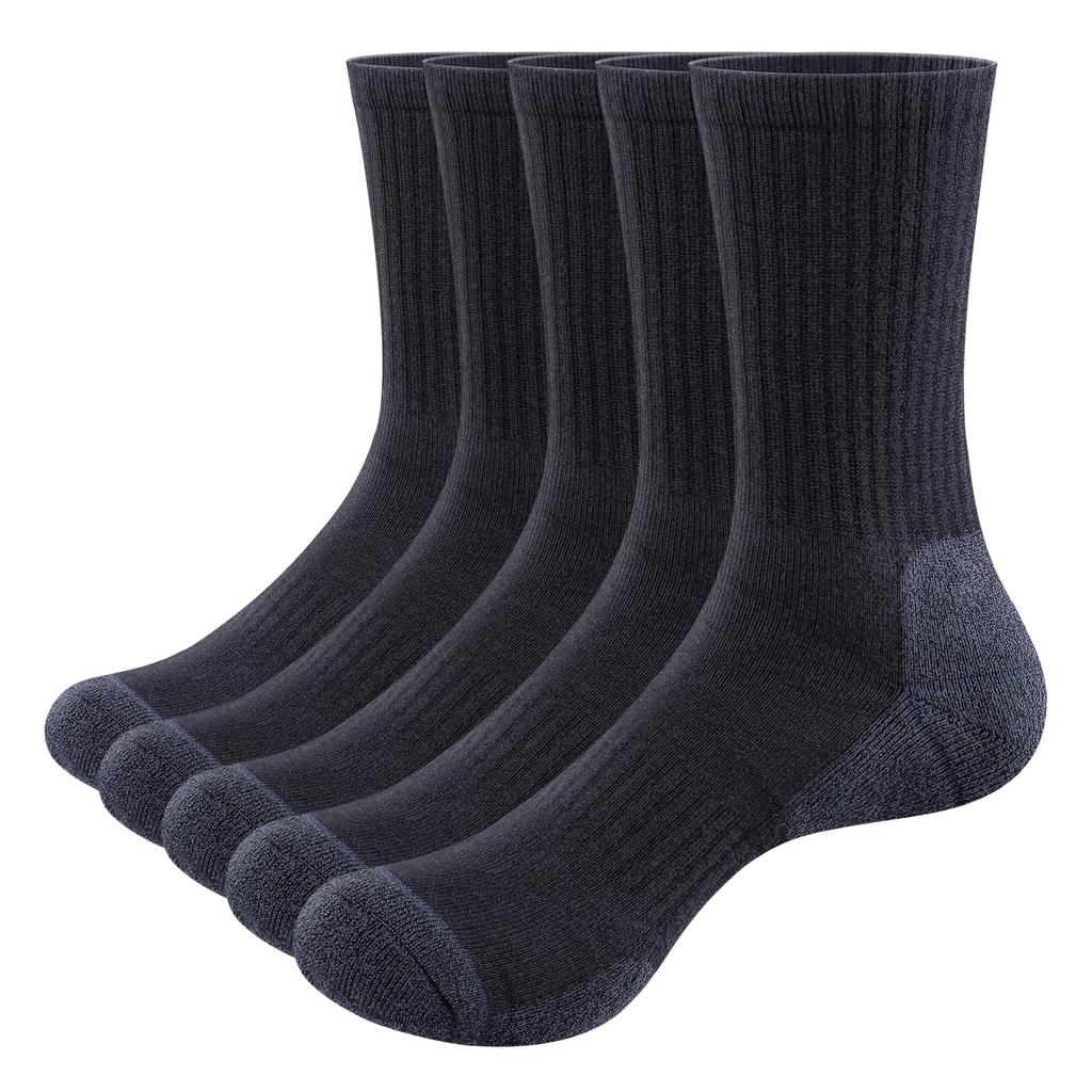 YUEDGE Thick Cushion Crew Socks for and Set Men's Work, Hiking, Trekking, Mountaineering, 5-Pair