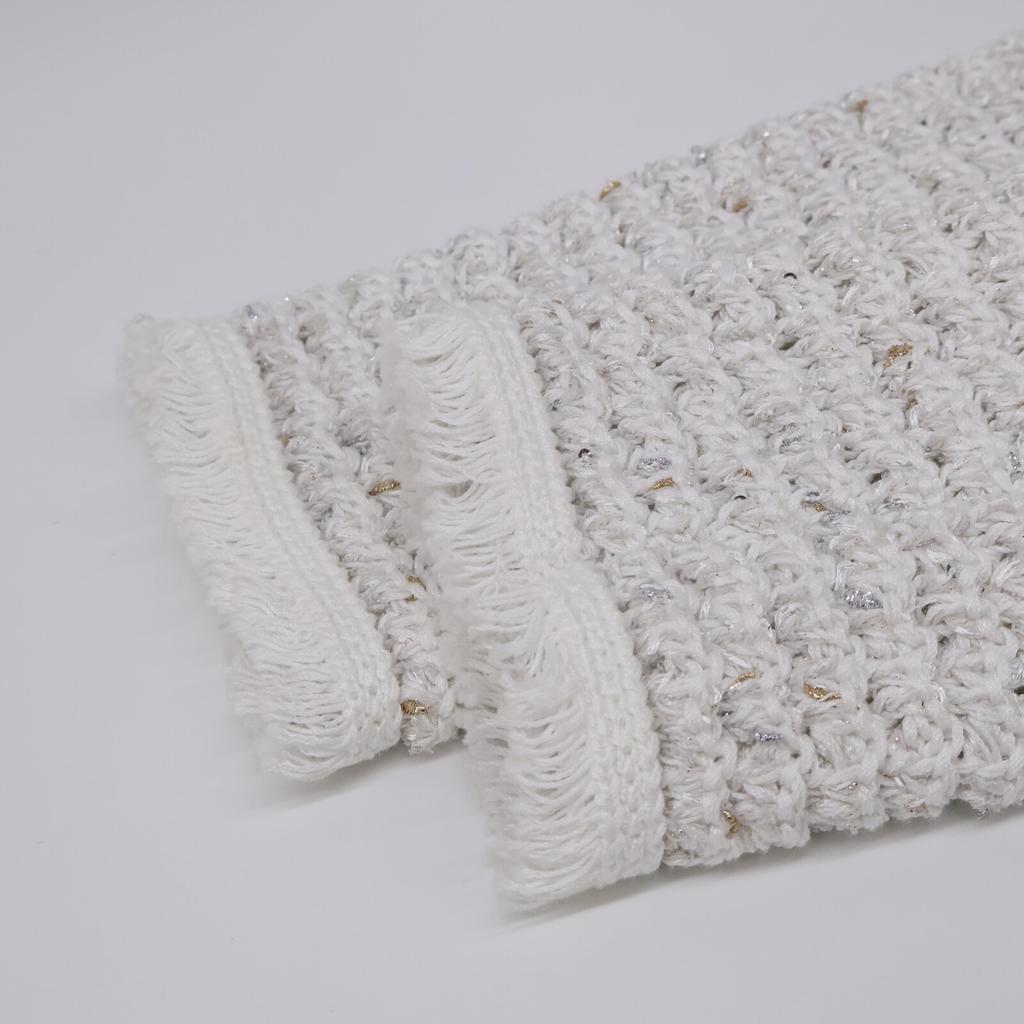 DRAWER 6515-199-0600 Front Hook Collarless Tweet Knit Jacket Jacket F whiteUsed