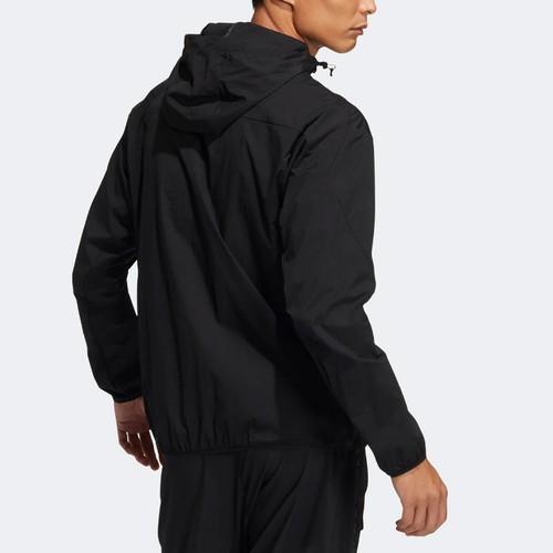 adidas Solid Color Sports Hoodie Jacket for Men, Black