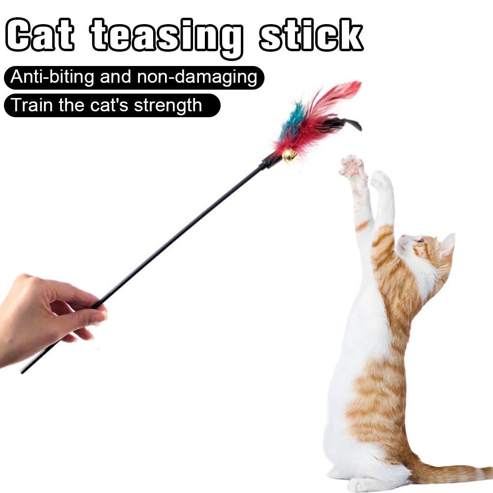 Cats Toys Feathers Wand Interactive Toy Cat Teaser Teaser With Pet Teasing Cat Toy Stick Kitten Cat Pet Cat Supplies Bell