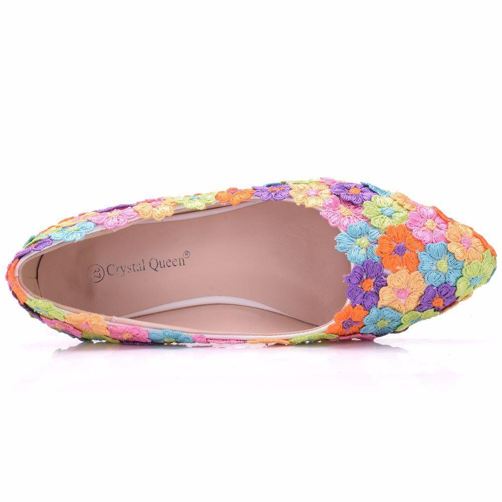 Lace Bride Shoes Handmade Wedding Shoes Colorful Shoes Colorful Wedding Shoes Bridesmaid Shoes Show Flat Heels Single Shoes