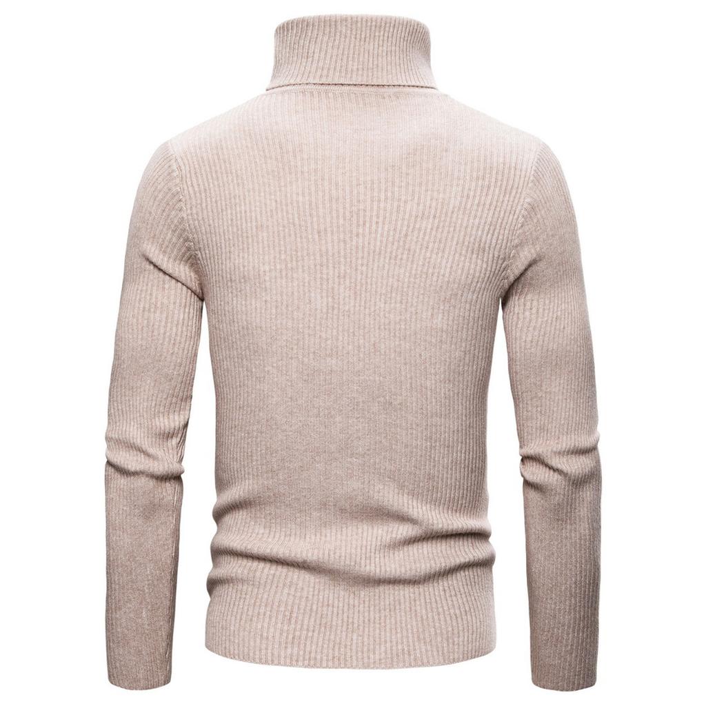 Men's High Stretch Bottoming Shirt High Lapel Knit Sweater Solid Color Sweater