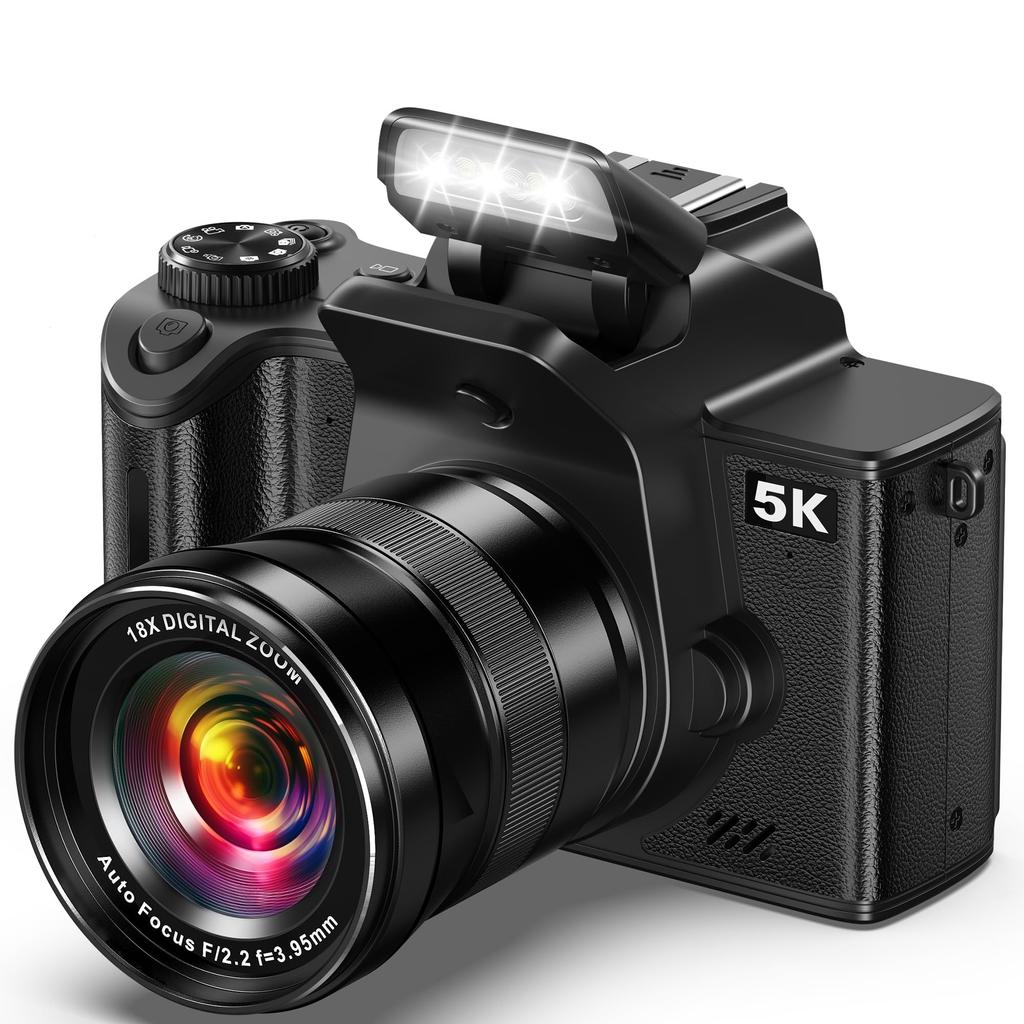 5K 80MP SLR Digital Camera with Wi-Fi, Autofocus, Macro Photography, 18x Digital Zoom, App Control, 180° Rotatable 4.0-inch IPS Touchscreen, Selfie