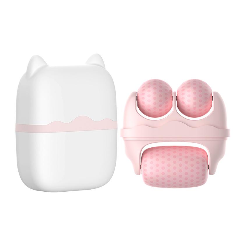 

Двухголовочный Роликовый Комплекс для Ухода за Кожей Вокруг Глаз Антивозрастной Удаление Морщин Холодный Компресс Устройство Массажер Массажер для Лица Снятие Отеков розовый