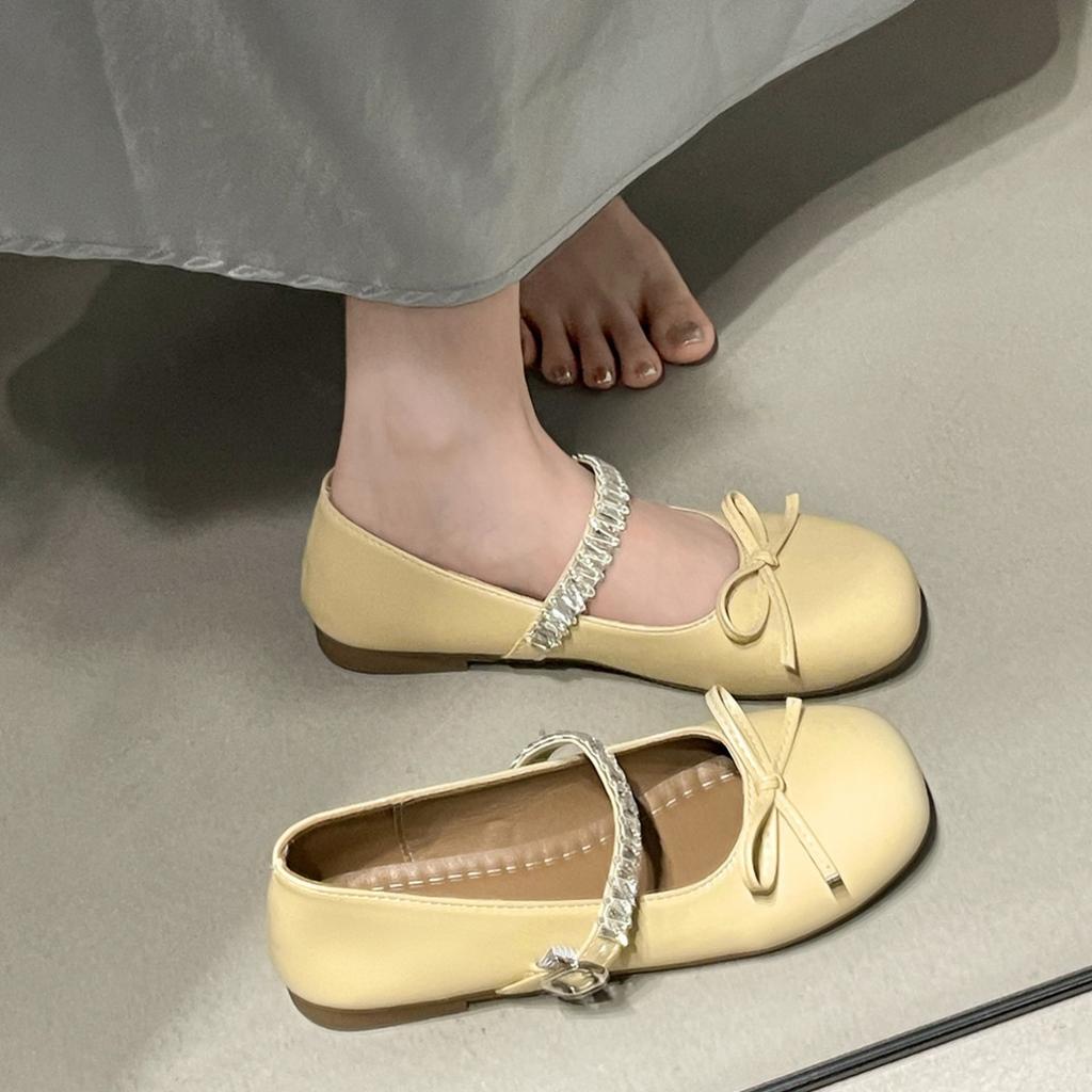 Queen Fan Silver French Light Mouth Flat-soled Single Shoes Women's Summer 2025 New with Skirts Versatile Mary Jane Women's Shoes
