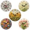 10 inch Wall Clock 2D Flower Home Living Room Decor Large Clock Silent Quartz Clock Home Decoration