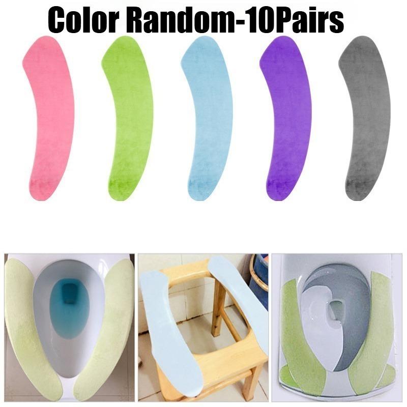 10Pairs Colorful Toilet Seat Cushion Washable Bathroom Cleaning Accessories Soft Comfortable Toilet Seat Cushion