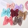 RAINBOW BOWS 4.9inch Bowknot Hair Clip for Womens Sweet Ponytail Hairgripes Girls Solid Color Satin Butterfly Dress Barrettes