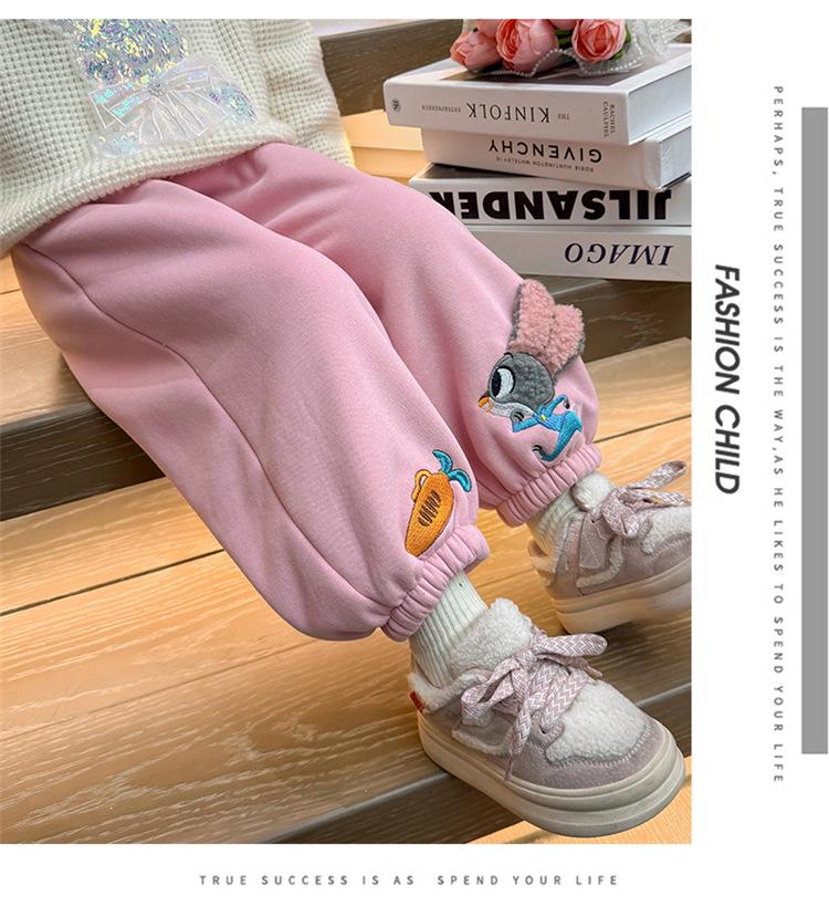 Mädchen Fleecegefütterte Hasen-Sweathose für Frühling & Herbst - Vielseitige, Dicke Winterhose für Babymädchen