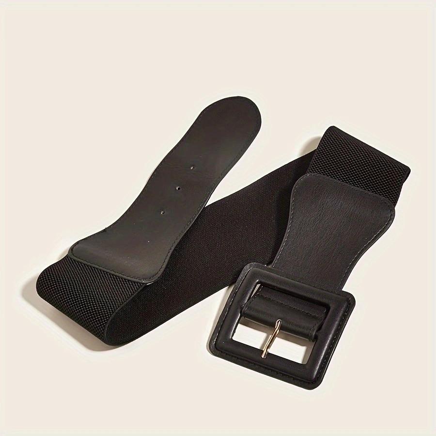 

Gleit Square Buckle Leather Belt With Fish Scale Pattern For Women Dress Accessories