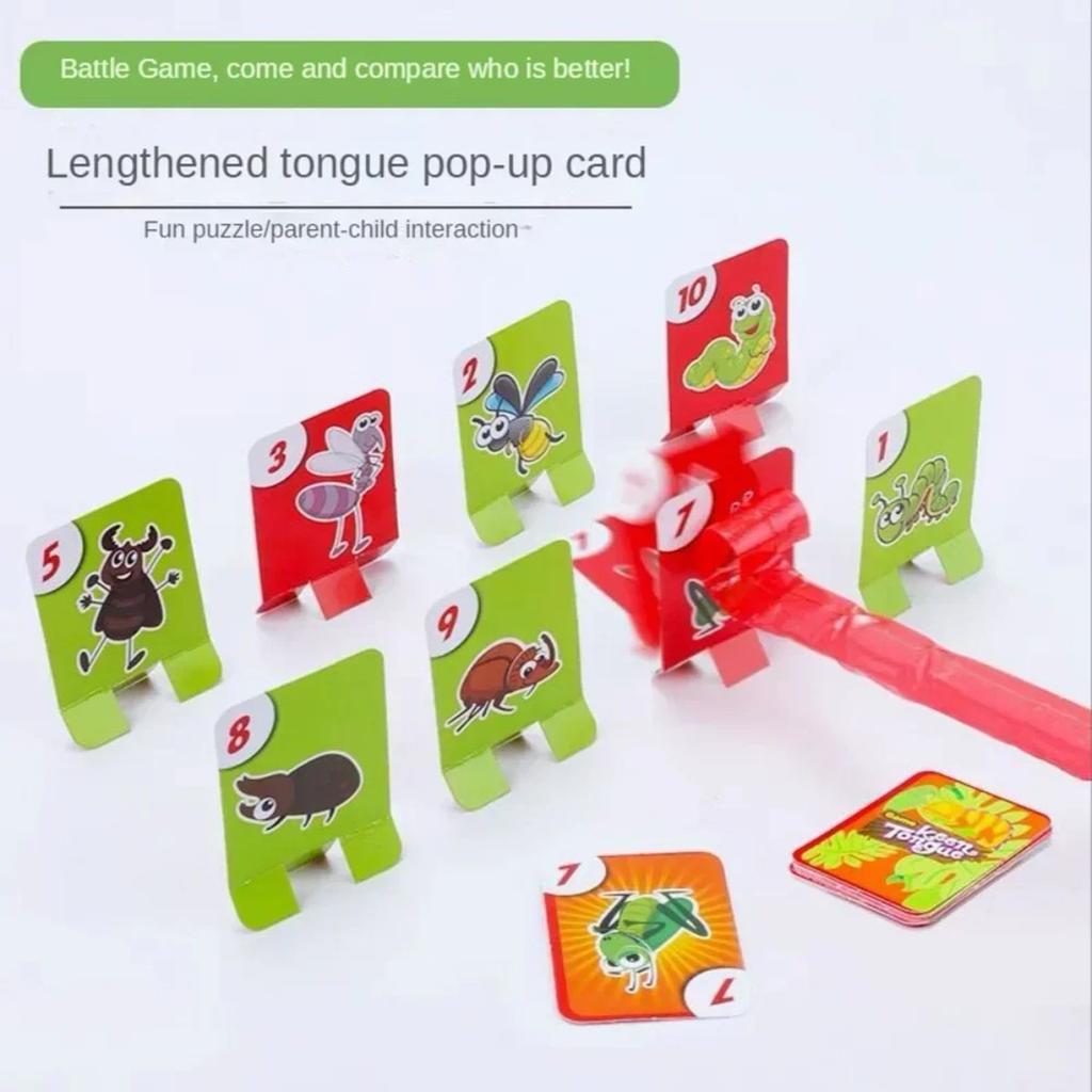 Funny Lizards Mask Toy Frog Tongue-Sticking TikTok Same Two-player Card Game Desktop Interactive Toys Parent-child Party Games