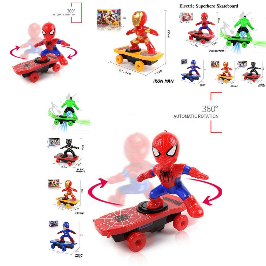 Hrdinský červený elektrický skateboard Spiderman Hračka Pro Děti S Barevnými Světly A Hudbou